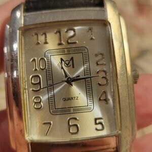 Vintage Watches MC Quartz Rectangular Dial Gold Tone Japan Movement Leather Band